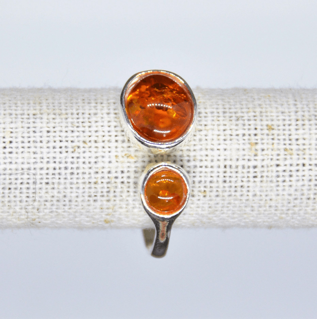 Bague Argent & Ambre baltique réglable