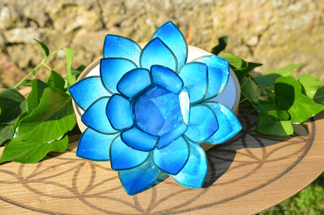 Bougeoir Lotus bleu