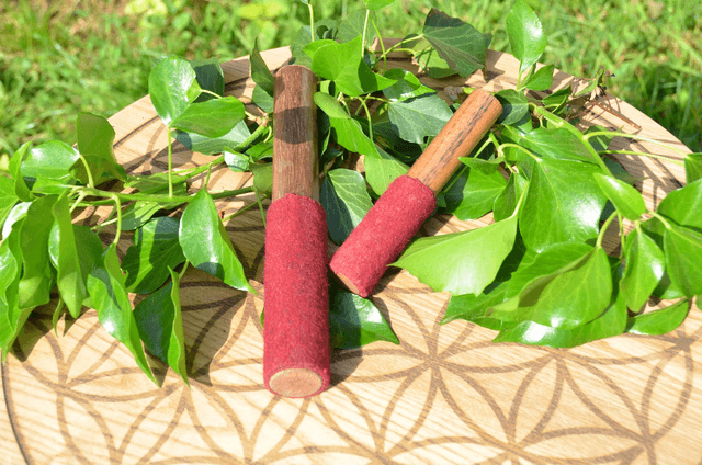 Maillets cylindriques feutre/bois pour bols chantants