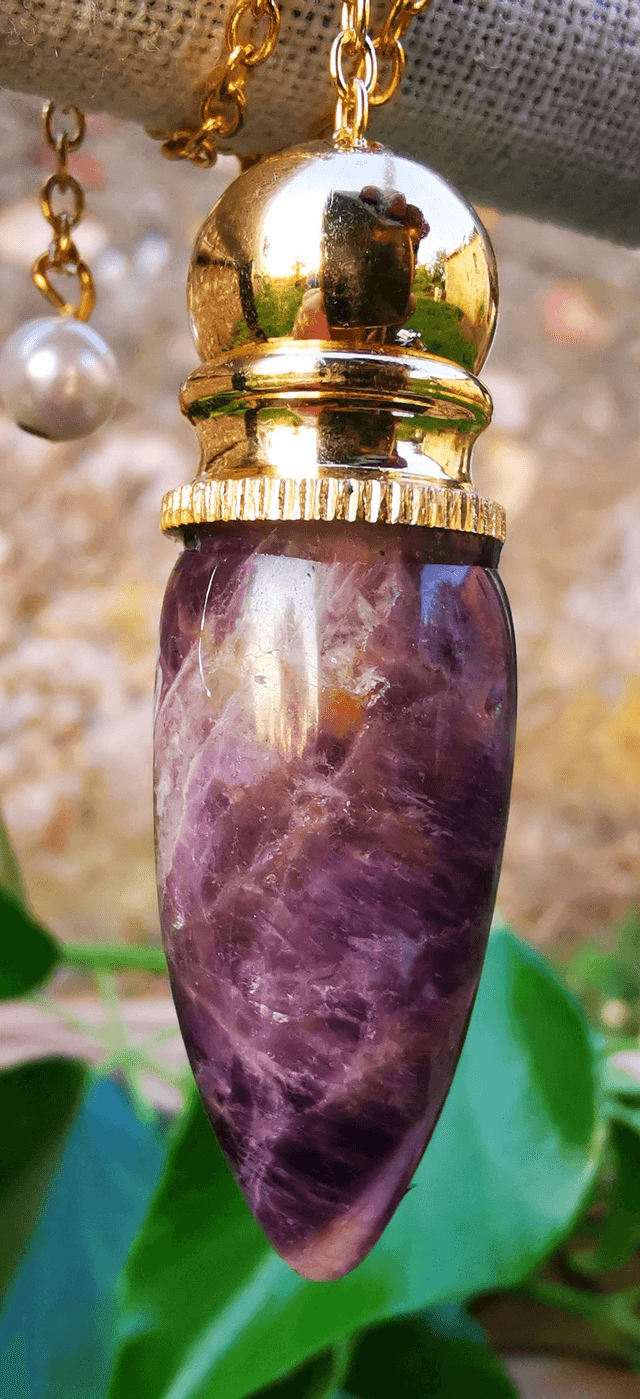 Pendule Améthyste plaqué laiton